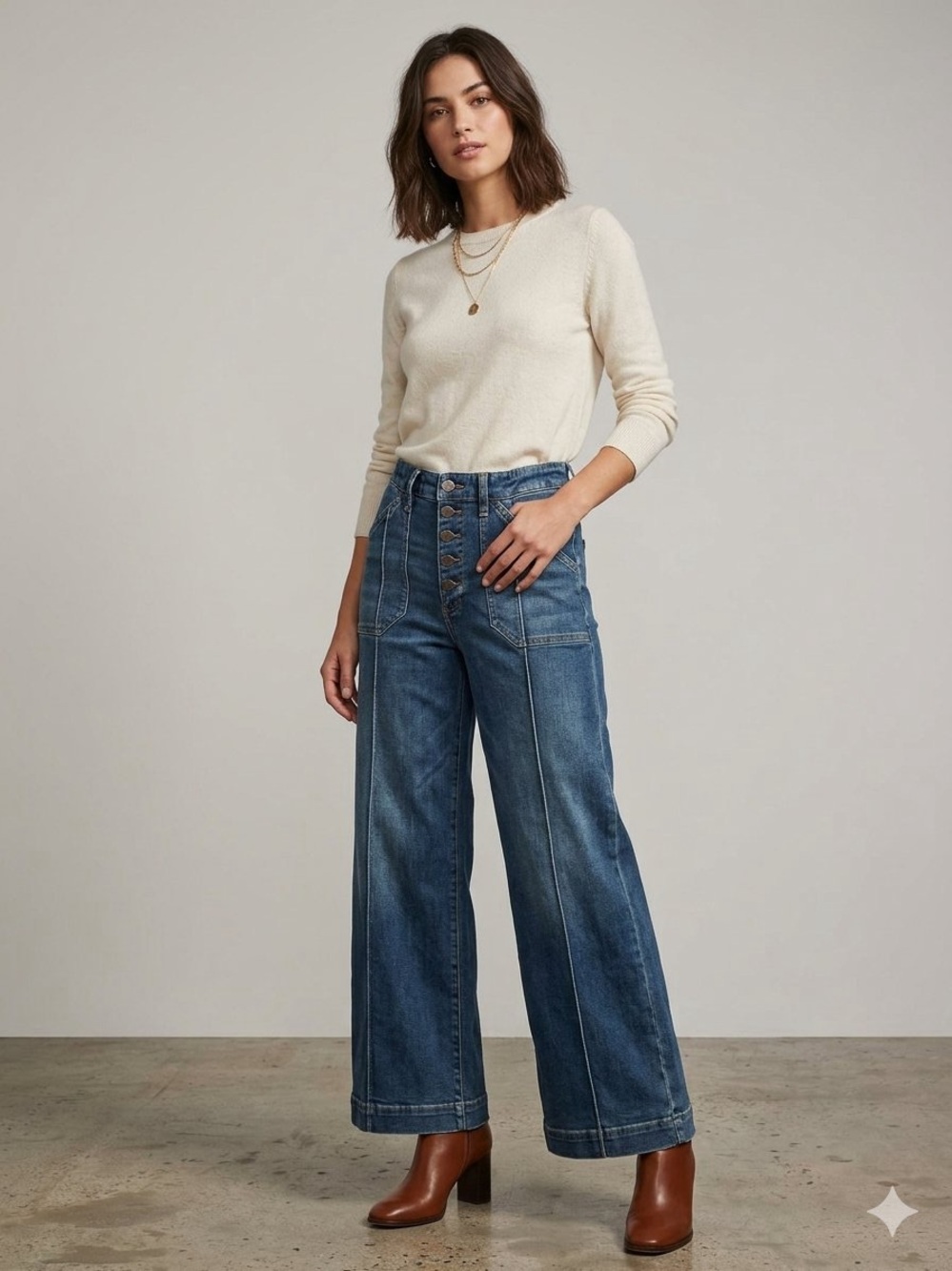 KUT from the Kloth Meg High Rise Fab Ab Wide Leg Front Seam Jeans Size 10